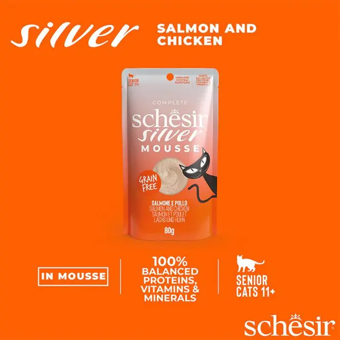 Schesir silver mousse : best wet food for senior cats in uae